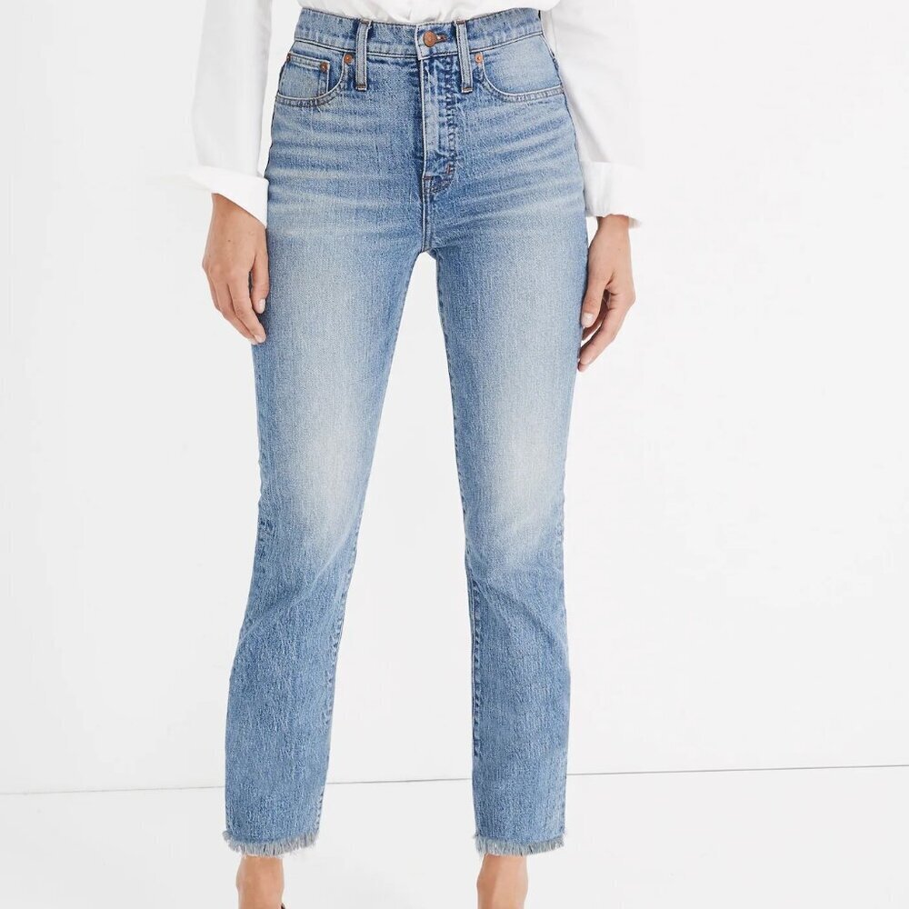 Madewell Women’s The Perfect Vintage Crop Jeans Size 25 Frayed Hem Light‎ Wash